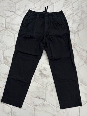 Abercrombie Black Linen-Blend Relaxed Pull-On Pant